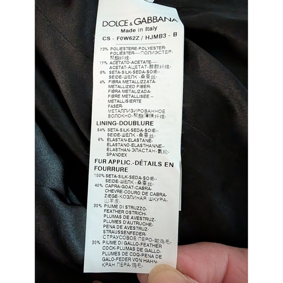 NWT Dolce‎ & Gabbana Red Brocade Coat with Feather Collar Made in Italy Size 38 - Picture 9 of 14